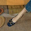Fashion Womens Flats Retro Baotou Low-heel Sandals High Quality Leather Sandals for Women Fashion Flat Sandals Suede Office Casual Shoes