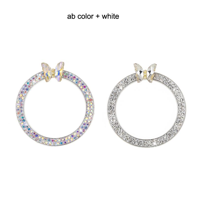 1pc Rhinestone Butterfly Car Start Button Decoration Circle Diamond One Click Start Button Engine Start Stop Switch Button Cover