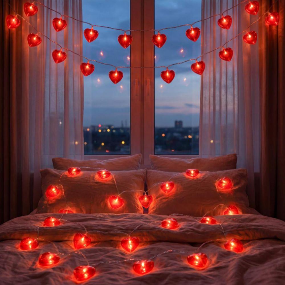 Battery Operated Love Heart Fairy Light Garland Romantic LED Valentines Day Decor  Party Decoration