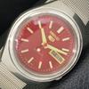 JAPAN VINTAGE SEIKO 5 AUTOMATIC 7009A MENS RED COLOR DIAL WATCH A701613-5 R206c-a701613