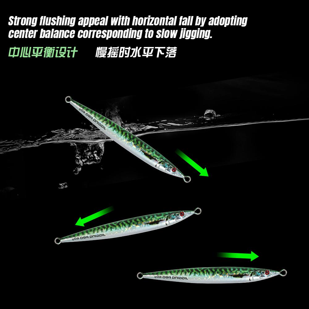 Jigging Pro Metal Slow Jigging Lure 60g 80g 100g Luminous 3D Design Saltwater Jig Fishing Lure for Mackerel Pesca Fishing Lure
