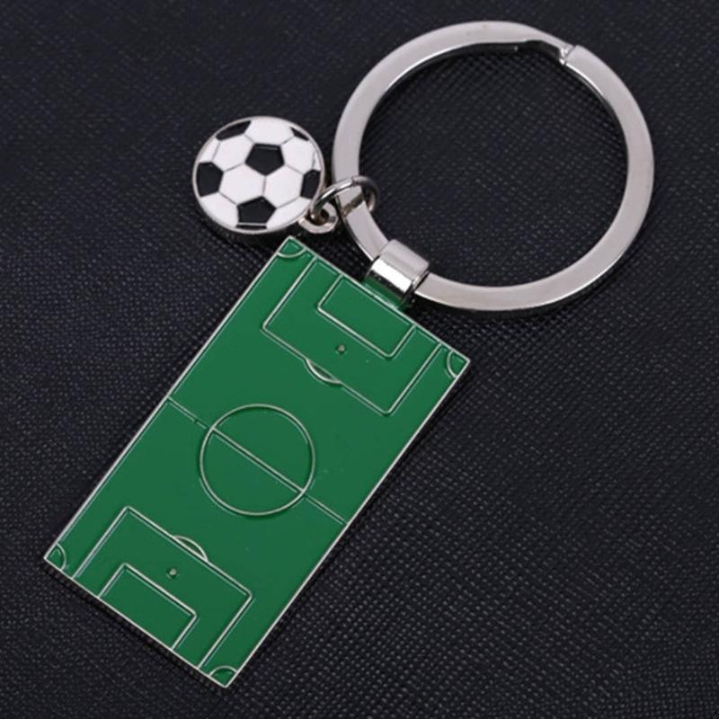 Men Football Field Soccer Keychain Holder Playground Sports Basketball Keyring Keychains Jewelry Football Fans Club Gift