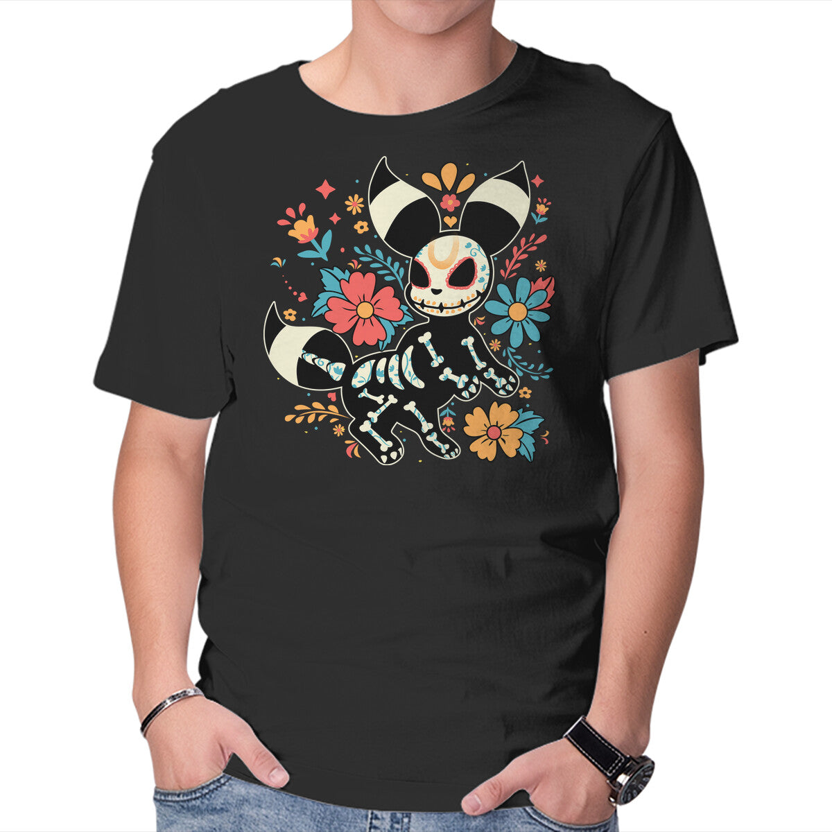 Unisex Crew Neck T-Shirt Night Skeleton Graphic Short Sleeve Casual Tee XXL