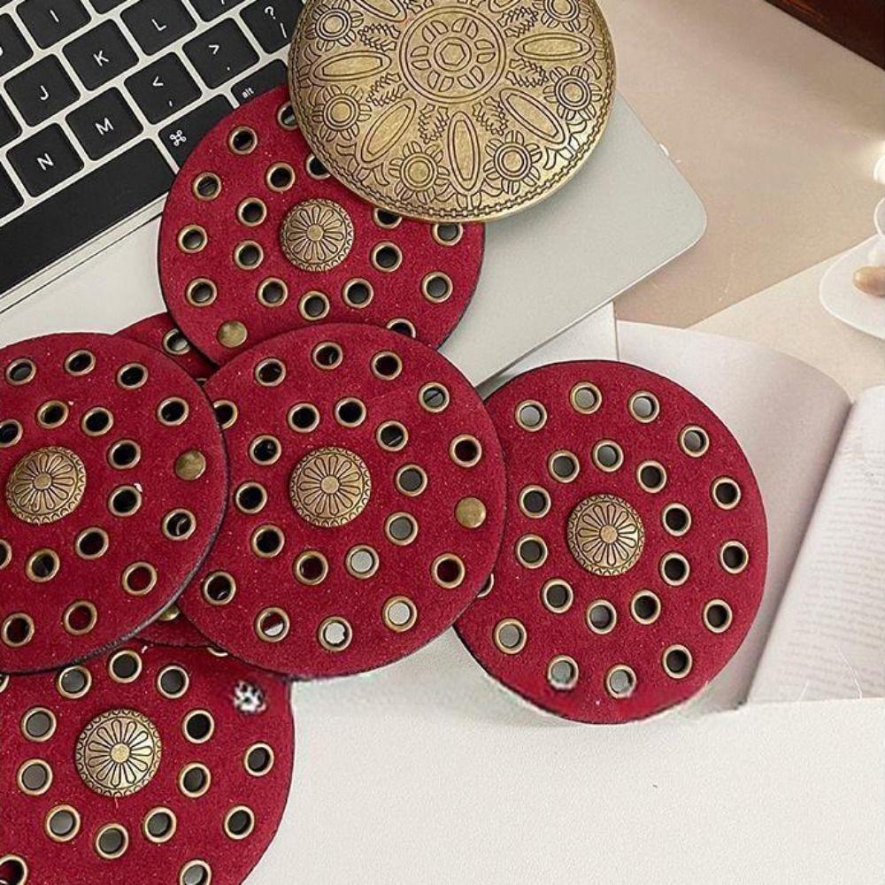 Metal Round Buckle Belts Y2K Metal Buckle Belts Fashion Hollow Out Belts Decorative Jeans