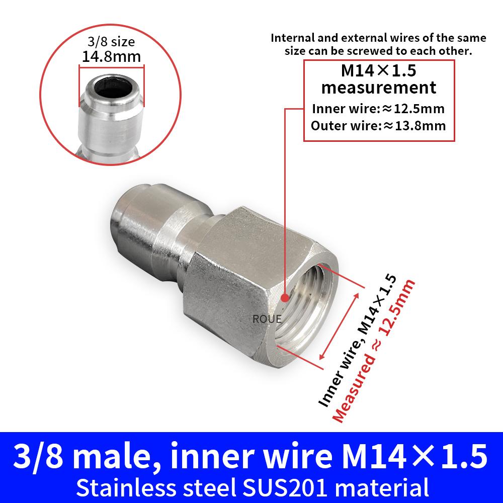 3/8 Inch Stainless Steel Male and Female Quick Connector Kit Pressure Washer Adapter Set Quick Connector Plug Male Nipples