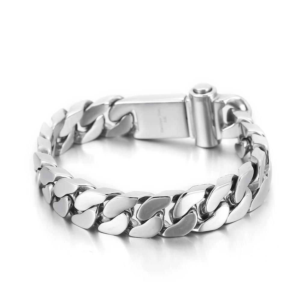 Kalen 12mm Trend Curbs Cuban Chain 316L Stainless Steel Men's Bracelet Popular Simple Jewelry Punk Link