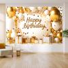 1pcs White and Gold Background Happy Birthday Party Decorations for Home Backdrop Banner 18th 30th 40th Birthday Party Supplies