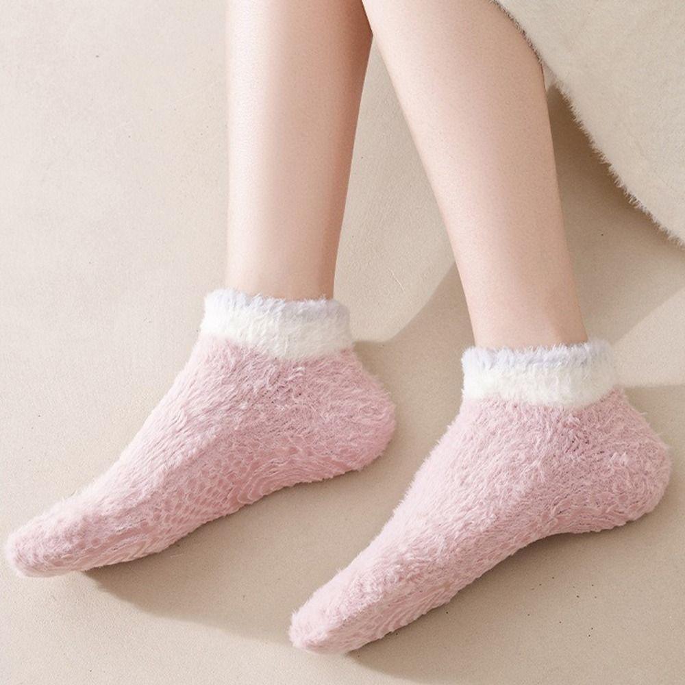 Non-slip Short Socks Coral Fleece Low Cuff Socks New Sleep Socks Autumn Winter