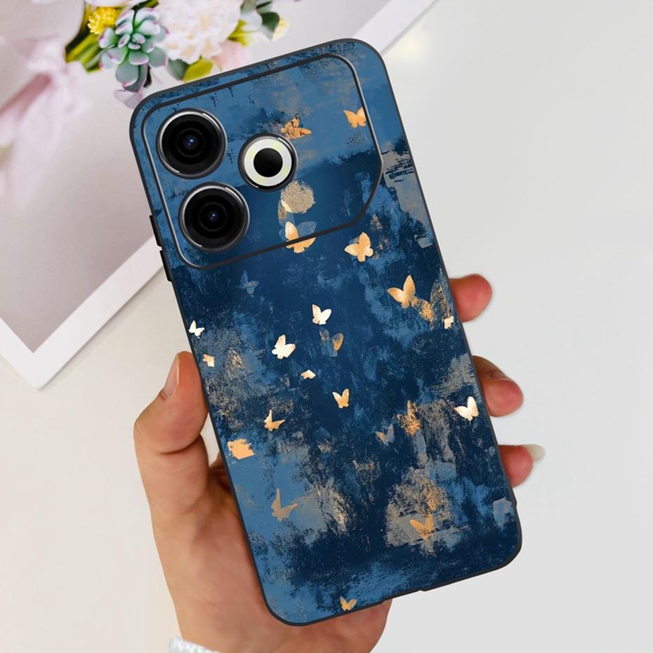 2024 Fashion Case For Tecno Pova 6 Neo Black Silicone Soft TPU Back Cover For Tecno Pova 6Neo 4G Phone Cases