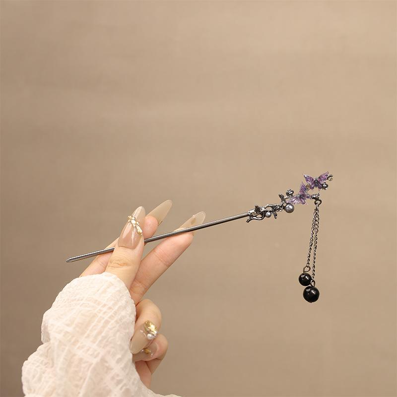 Neo Chinese Style Hairpin For Women Elegant Exquisite Butterfly Flower Tassel Hair Stick Girls Fashion Jewelry Hair Accessories