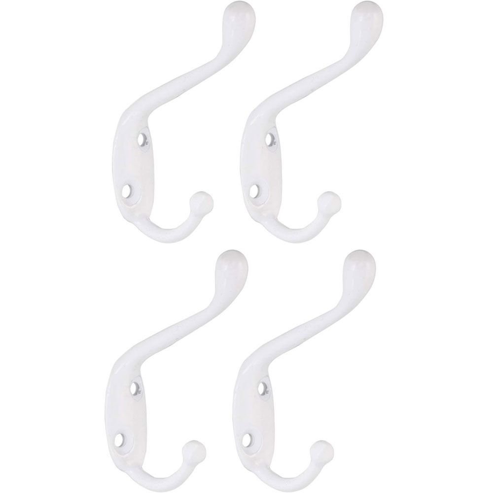 

4PCS White Wall Mounted Hanger Hooks Zinc Alloy Metal Hooks Convenient Kitchen