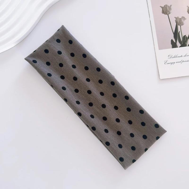 

Y2K Retro Boho Breeze Wind Dot Stretch Women s Hairbands Korean Ins Fashion Wide Headbands Yoga Sports Dating Hair Accessories серый