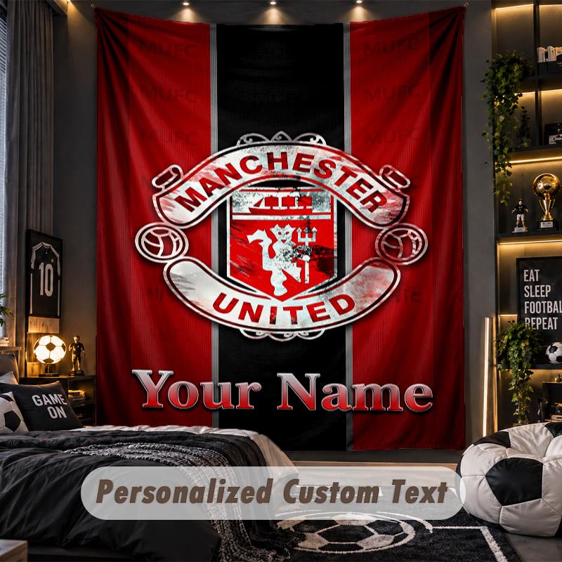TapestryManchester United Custom Name Text Personalized Wall Hanging Tapestry Home Wall Decor