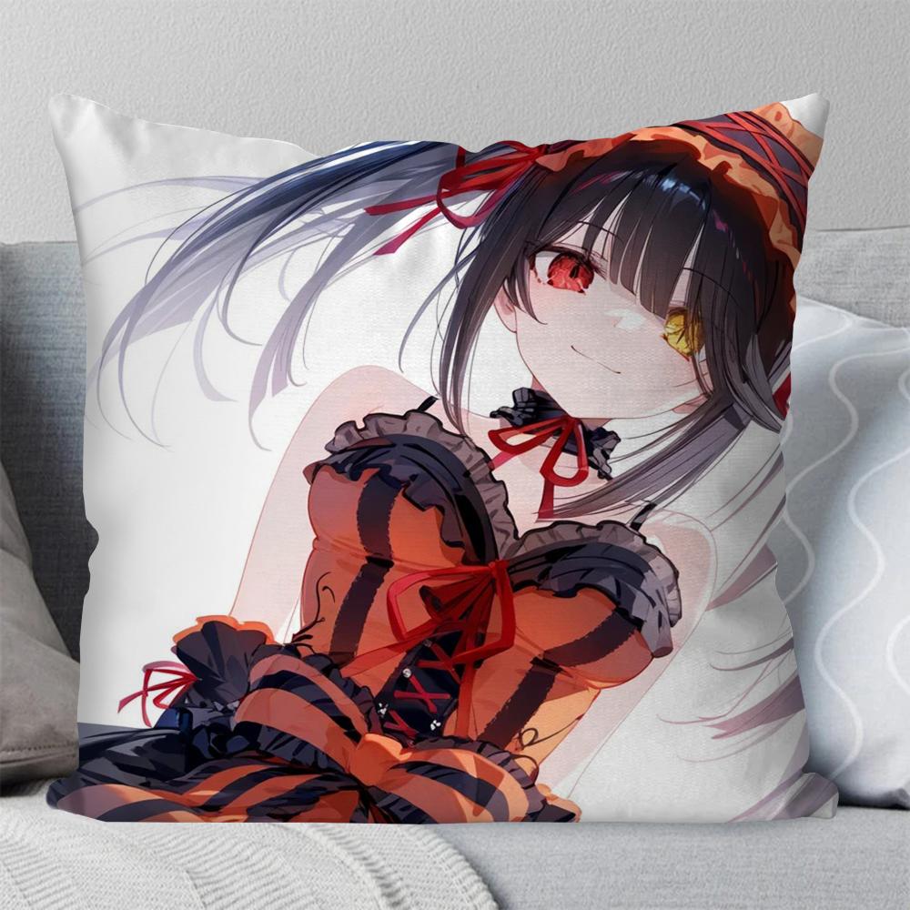 

1PC Tokisaki Kurumi Anime DATE A LIVE Pillow Case Square Pillow Bedroom Sofa Leisure ComfortCarLiving Room Home Decoration 40X40 16x16Inch