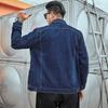 Plus Size Men's Elastic Denim Jacket - Solid Color for Spring/Autumn