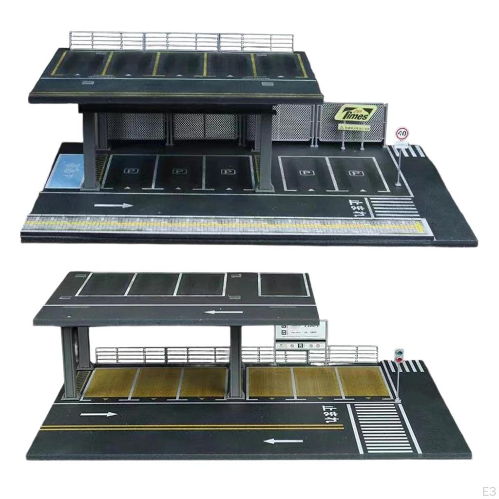 1/64 Model Car Display Organizer Decorative Toy Storage Box Parking Garage Diorama