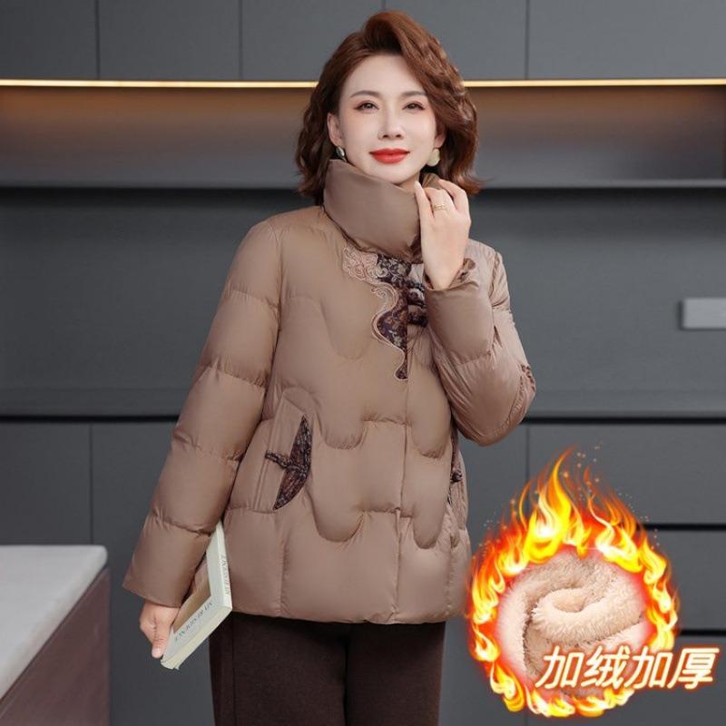 

Winter mother winter down thickened cotton-padded jacket old and new warm short cotton-padded jacket women 5XL [recommended 150-80kg] хаки