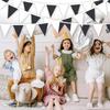 2 PCS Black and White Triangle Flag Plastic Ribbon Birthday Party Supplies Atmosphere Decoration