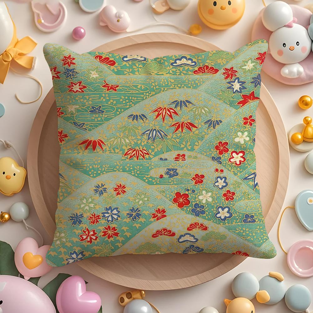 Japanese style pattern Cushion Cover Home & Car Multi-Scene Pillow Cover - Reversible, Soft & Durable for Daily Use