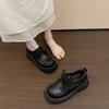 Platform British Style Jk Small Leather Shoes Women's 2025 New Autumn Versatile Mary Jane Loafers Heightening Black Single Shoes