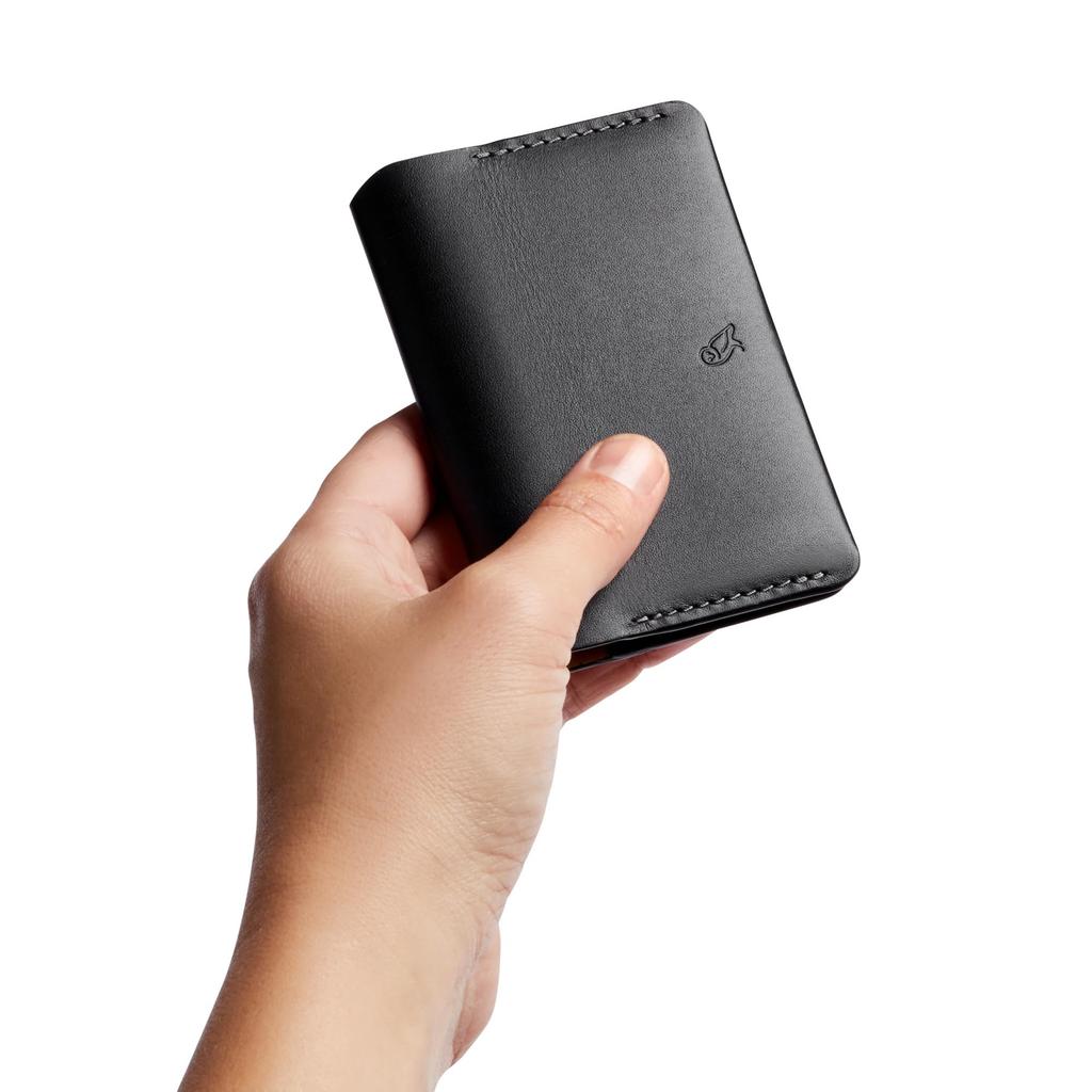 Bellroy Under Cover Thin Leather Card Case, Mini Wallet with Smooth Access to Cards and Folded Bills - Black