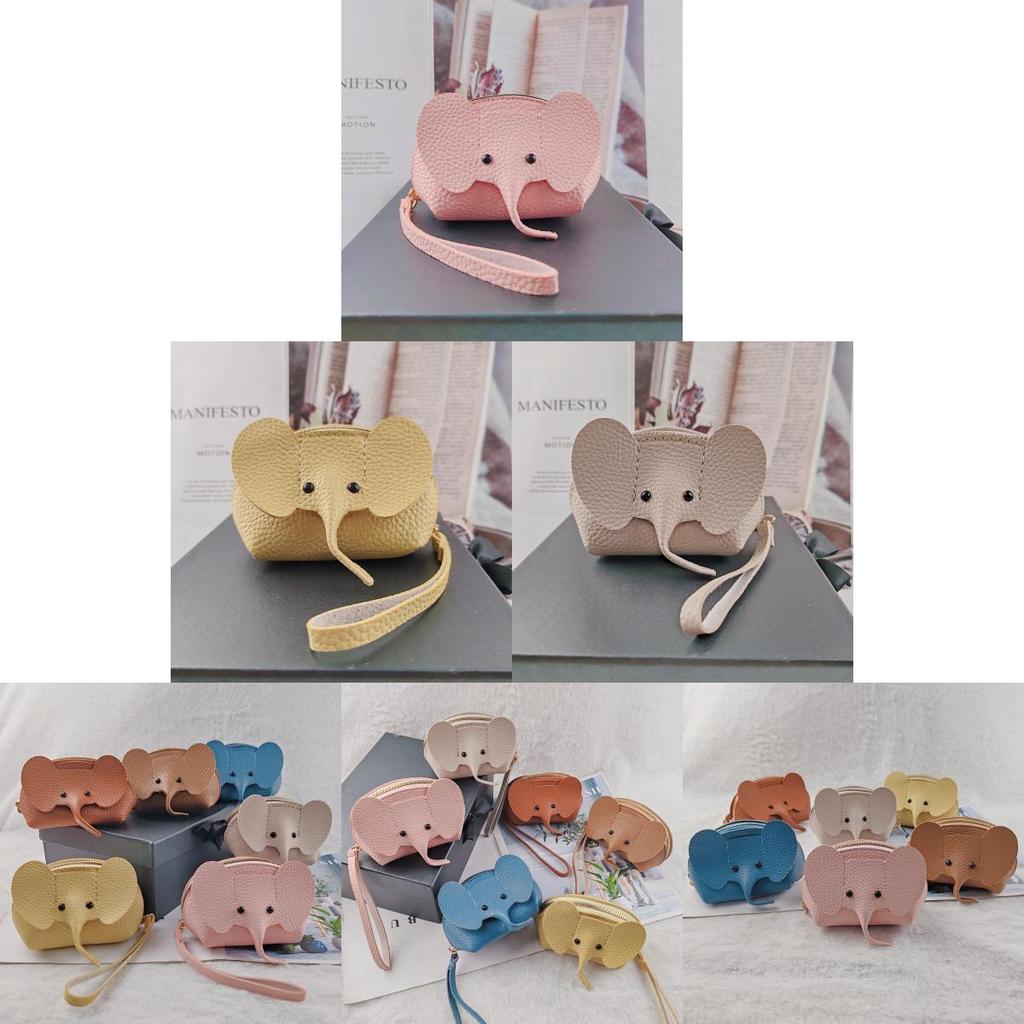 Sweet And Fresh Style Pu Leather Elephant Coin Purse Women's Bag Pendant Card Holder Lipstick Bag Zipper Coin Purse Lemon Yellow