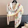 Saddle Flower Simulation Silk Premium 111cm Large Square Scarf Silk Scarf Printed Shawl Sunscreen Scarf Headscarf Scarf