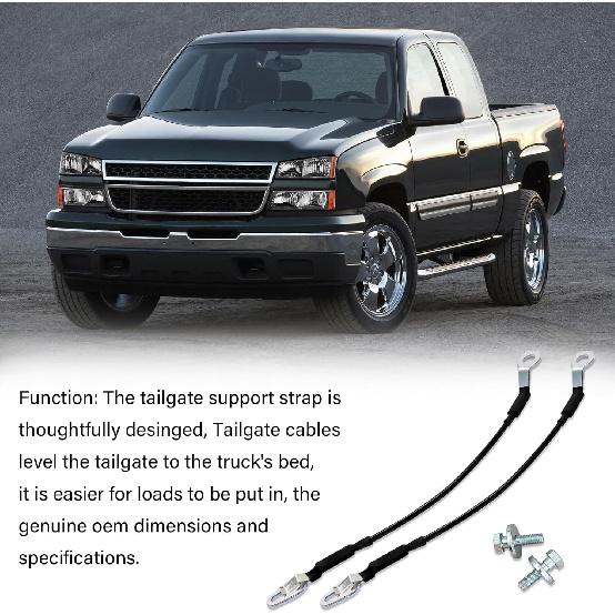 88980510 Tailgate Cable Strap with Bolt, Tailgate Parts, Fit for 1999-2007 Chevy Silverado Avalanche GMC Sierra 1500 2500 3500, Replace 88980509