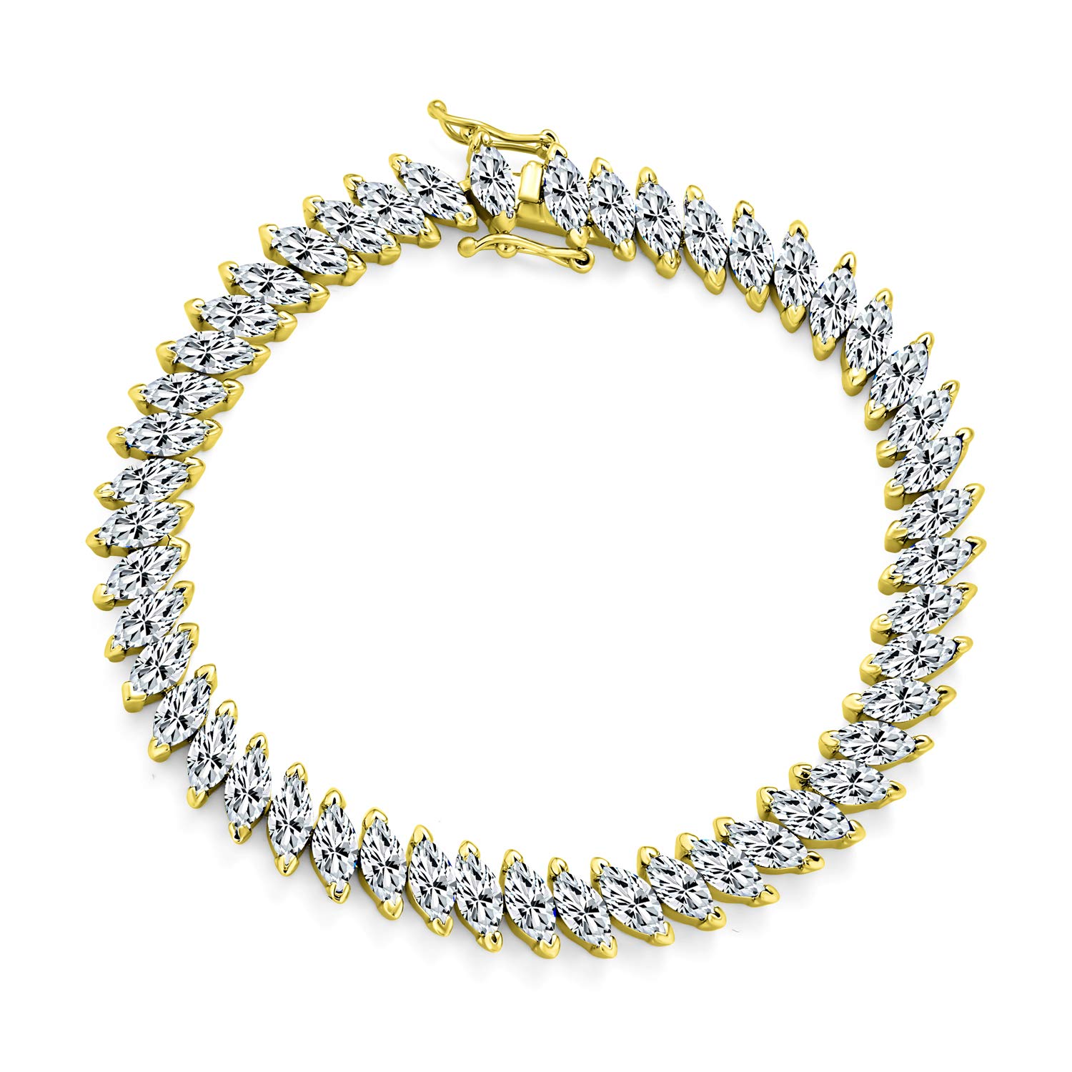 

Традиционный свадебный винтажный стиль кубический цирконий форма маркиза AAA CZ 25 CTW чередующийся прозрачный теннисный браслет для женщин свадьба желтый 14K золото