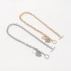 Women European Temperament Sweet Cool Choker Round Heart OT Buckle Chain Micro-set Minimalist Necklace For Women