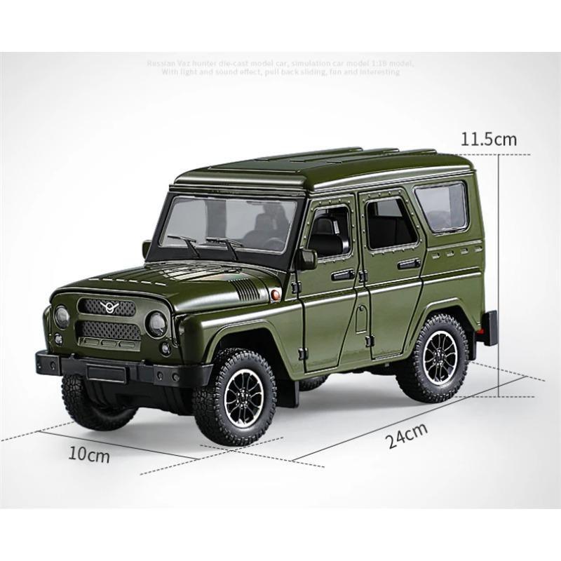 1/18 Scale UAZ Hunter Alloy Car Model Diecasts Metal Off-road Vehicles Car Model Sound and Light Simulation Collection Kids Toys Gifts