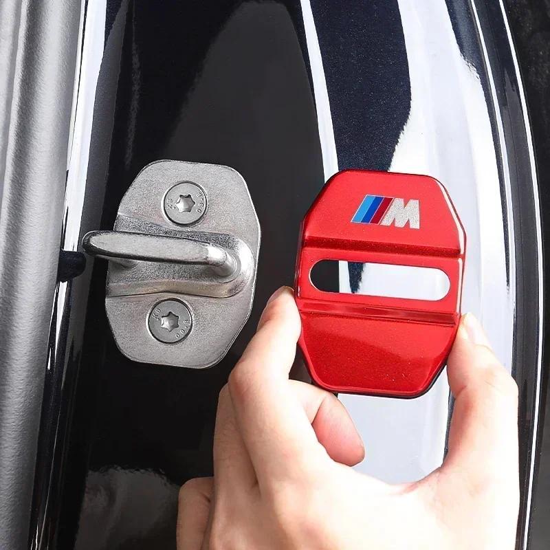 New 4PCS Car Door Lock Cover Carbon Fibre Stikcer Case Car Accessories For BMW E46 E90 E60 F10 E39 F30 E36 F20 E87 E90 E70