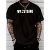 Men'S Casual Stylish Short-Sleeve T-Shirt with Wrestling Letter Print Regular Fit with a Round Neck, Comfortable Stretchy Summer Fashion T-Shirt