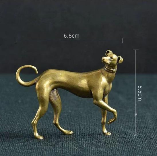 Винтажная фигурка гончей из латуни - Скульптура, Миниатюра, Детализированный текстурированный дизайн, Декор с античной отделкой, Для дома и офиса