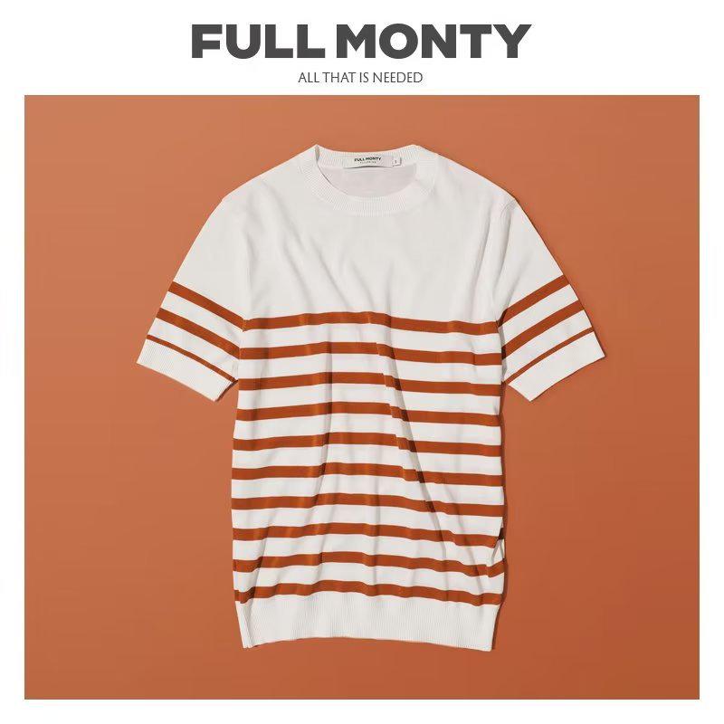 2023 Men's Summer Striped Loose Casual T-shirt - Versatile, Trendy, Color-Blocked Design