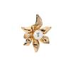 Gold Alloy Flower Pearl Earrings for Women - European & American Design, Light Luxury Feel