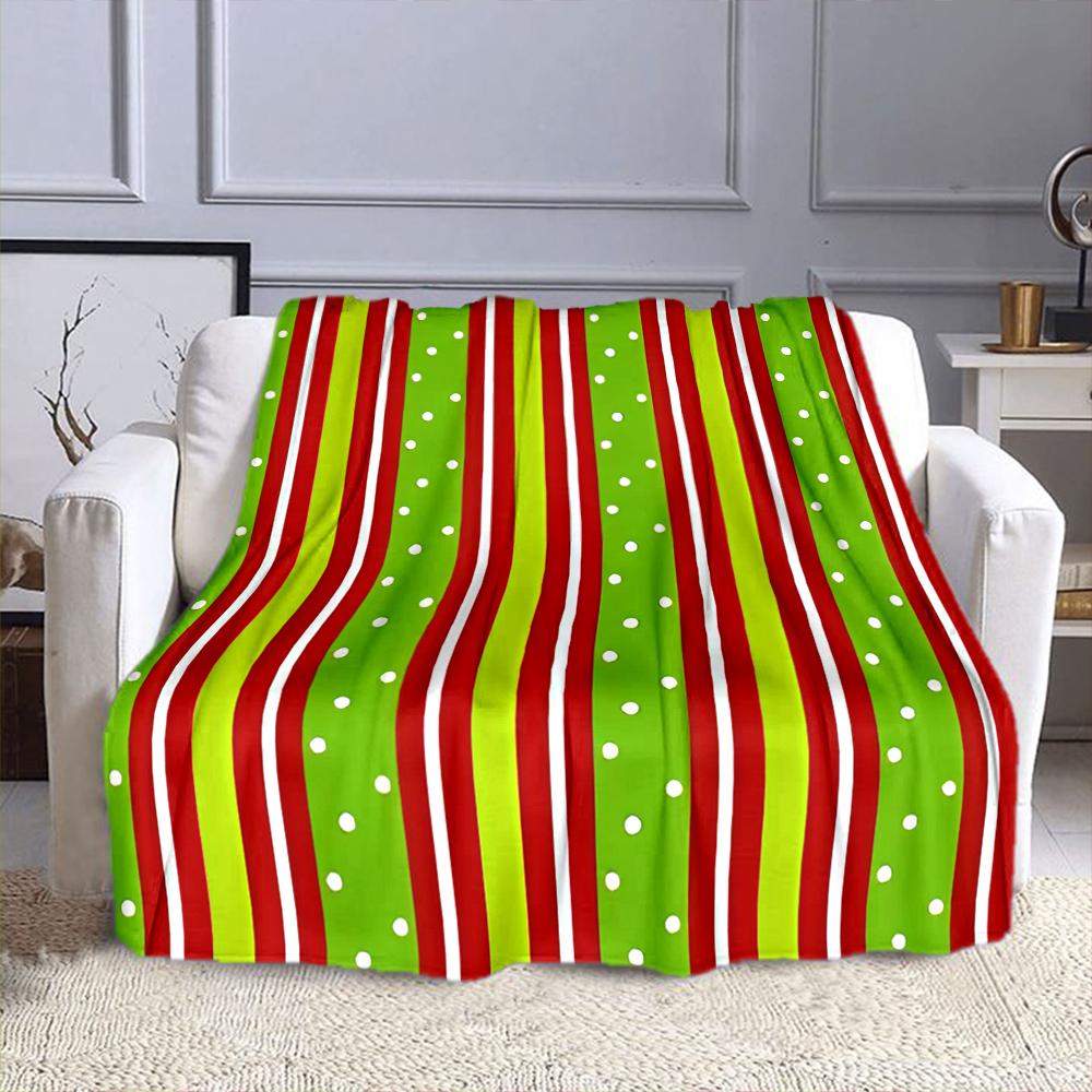 Red and Green Striped Pattern Blanket Patterned Flannel Blanket Perfect for the Bedroom Living Room, Sofa, or a Little Nap