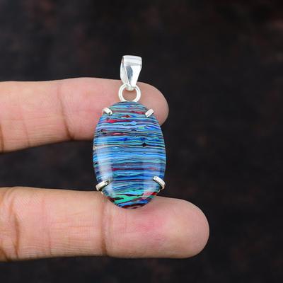 Rainbow Calsilica Pendant Beautiful Gemstone Jewelry 925 Sterling Silver Pendant Handmade Pendant Gift For Women Silver Jewelry Boho Pendant