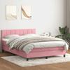 Box Spring Bed with Mattress Pink 140x210 cm Velvet