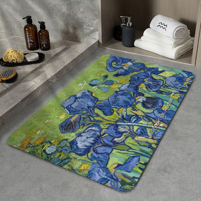 

Oil painting Diatom mud cushion Toilet door floor mat Non-slip absorbent bathroom floor mat Bathroom toilet door mat Carpet 40X60cm 15.7X23.6in