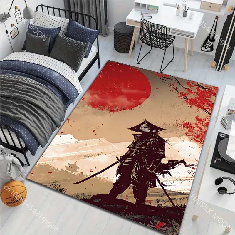 1PC Japanese Bushido Red Sun Carpet for Living Room Bedroom Sofa Home Decor Rus Non-slip Floor Mat Luxury Gift Multiple Sizes