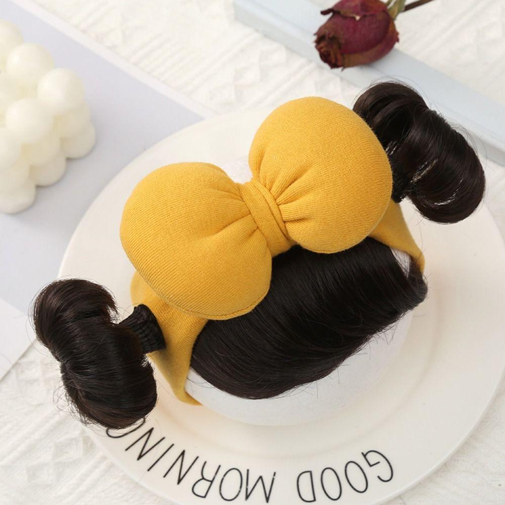 

Детские челки шиньоны повязка на голову детские резинки для волос парик малыш аккуратная челка бантик детские головные уборы Yellow