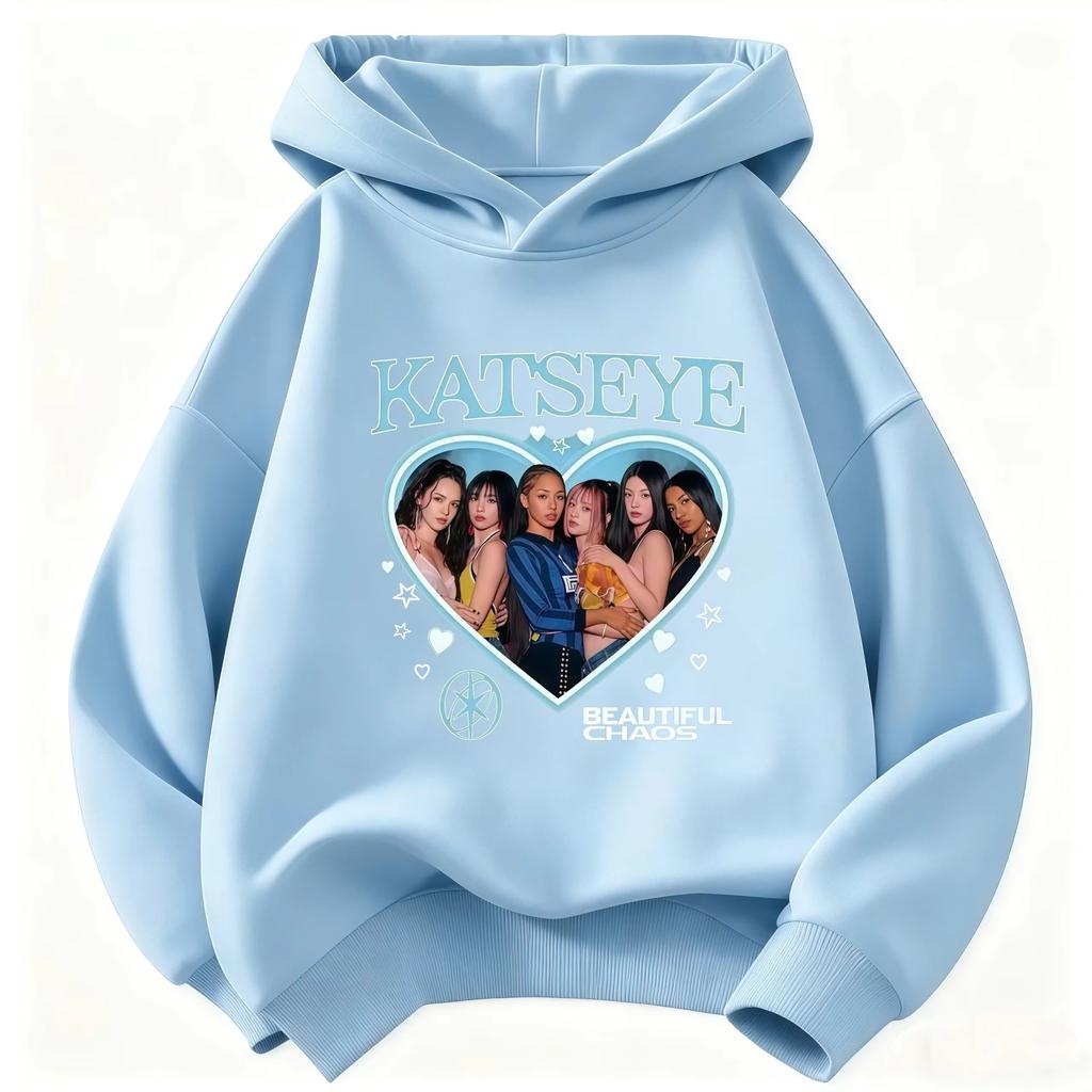2026 Katseye Idol Printed Children'S Hooded Sweatshirt, Unisex, Harajuku Style Casual Style, Children'S Street Style Clothing