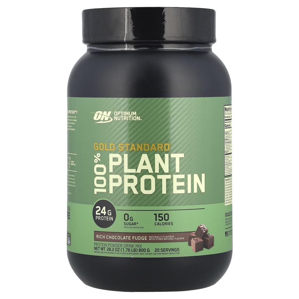 Gold Standard 100% Plant Protein, Rich Chocolate Fudge, 800G (1.76Lb)