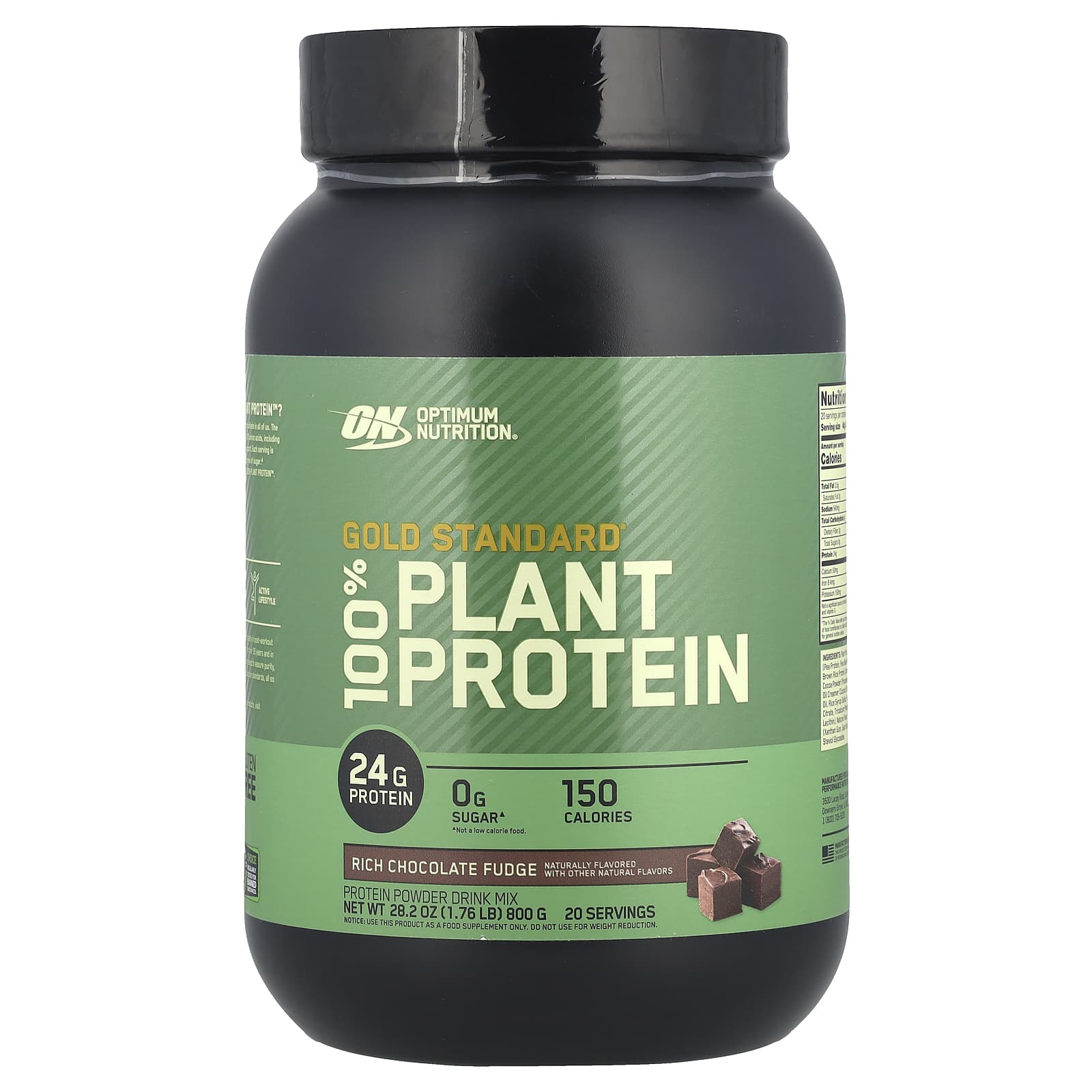 

Gold Standard 100% Plant Protein, Rich Chocolate Fudge, 800G (1.76Lb)