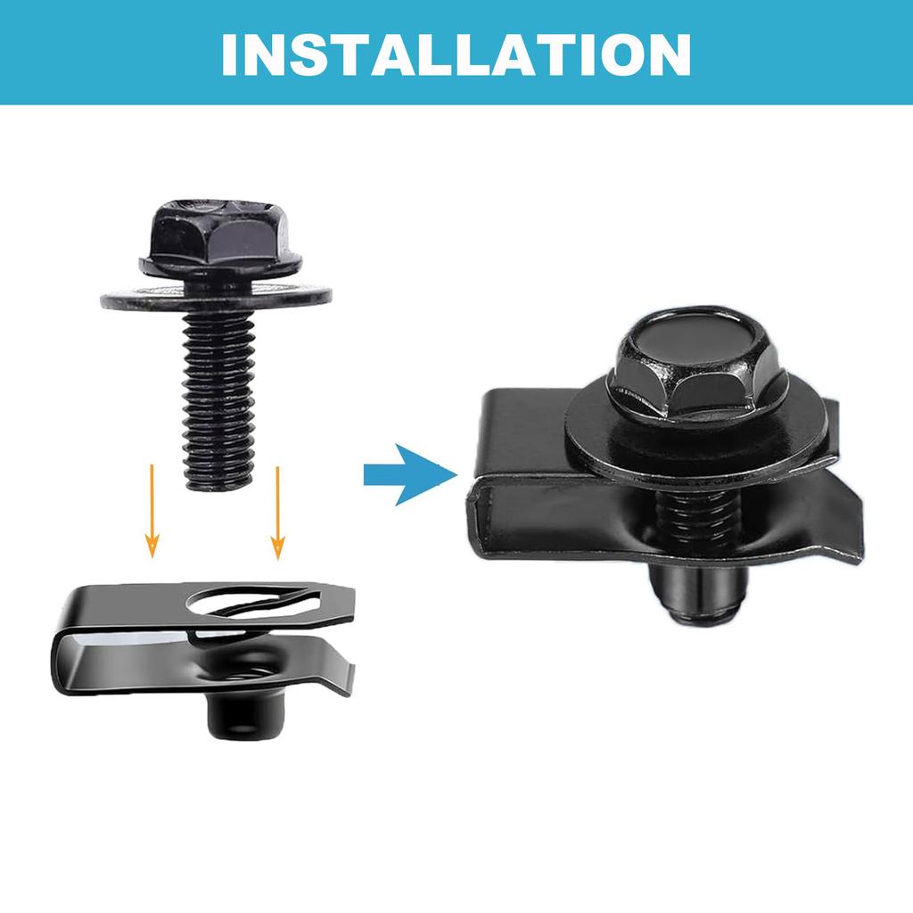 Auto U-Muttern Clips M6 Schrauben Motorabdeckung Unterbodenverkleidung Clips Stoßstange Kotflügelverkleidung Befestigung für Nissan QASHQAI Rogue Sport Juke Almera