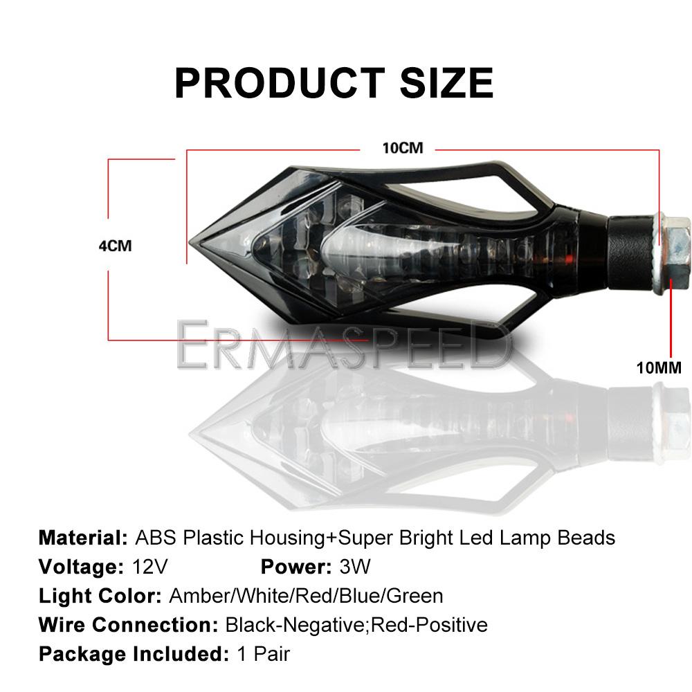 2PCS Arrow LED Motorcycle Turn Signals Blinker Flashing Steering Lights Warning Front Rear Indicators For Motorbike