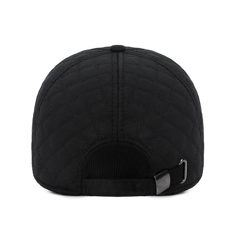 Men's Winter Herringbone Windproof Earflap Baseball Cap - Adjustable, Warm, Casual Cotton Hat for Middle-Aged and Elderly