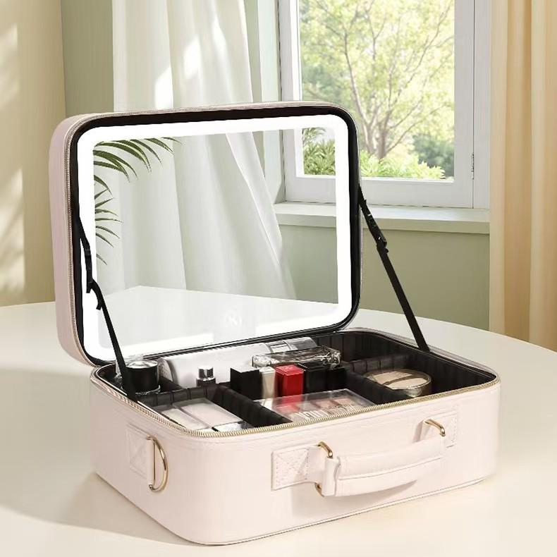 Deluxe Portable LED Makeup Case with Mirror, Large Capacity, Suitcase Compatible