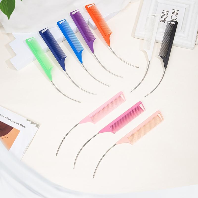 Professional Hair Parting Combs Carbon Fiber Pin Tail Combs With Metal Pin For Salon Styling Hairdressing Comb